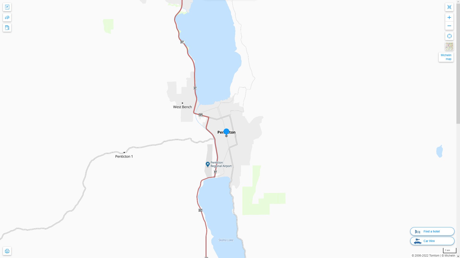 Penticton Canada Autoroute et carte routiere